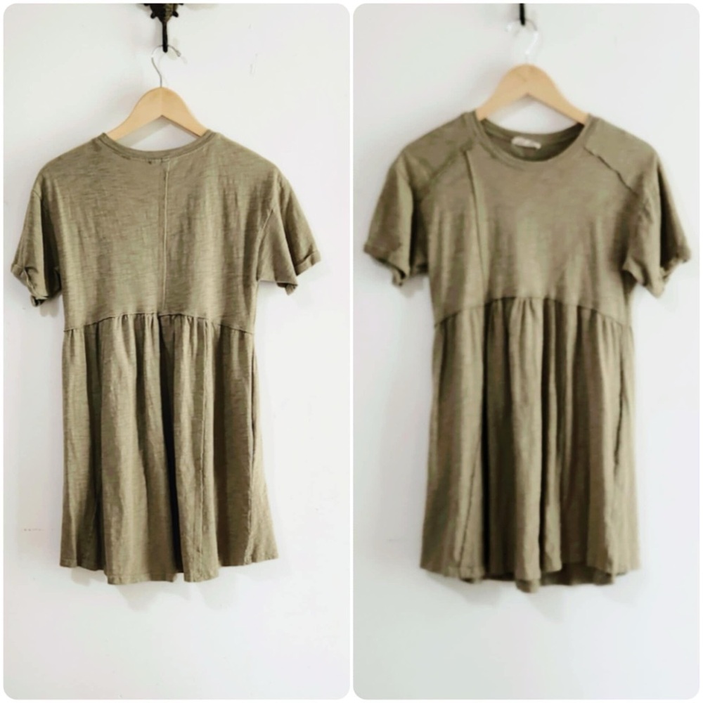 NWOT, Boutique Dress, oversized, Cotton, Sage, Pockets,